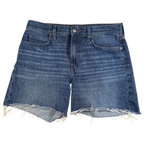 Old Navy Womens High Rise Slouchy Straight Denim Shorts Blue Raw Hem Size 8